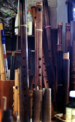 Flutes on Patrick Olwell's bench